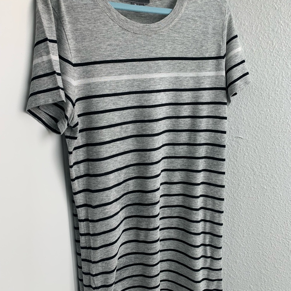 Vince Gray and Black Striped Short Sleeve Tee